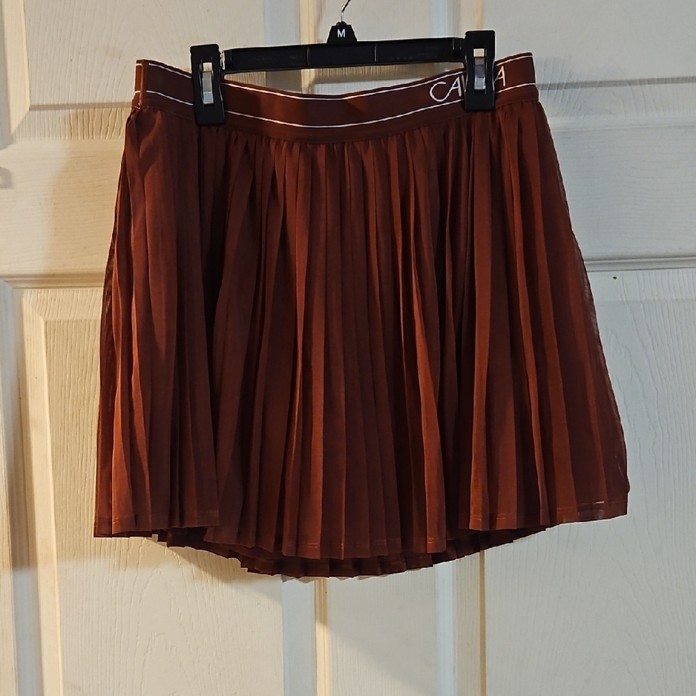 CALIA Women's Pleated Mesh Skort: RED BROWN: NEW WITH TAGS: SIZE S